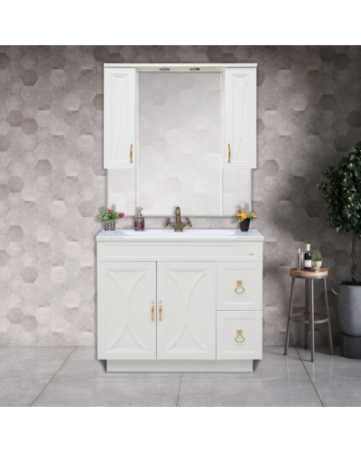 Амбра -100 Зеркало-шкаф бежевый