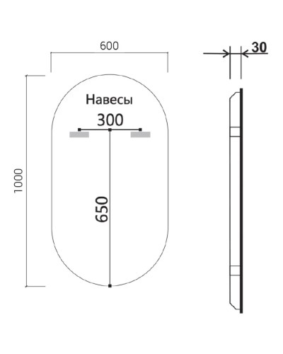 Зеркало 60x100 см черный Vincea VLM-3AU100B