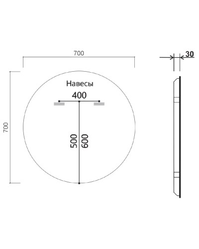 Зеркало 70x70 см черный Vincea VLM-3DE700B-2
