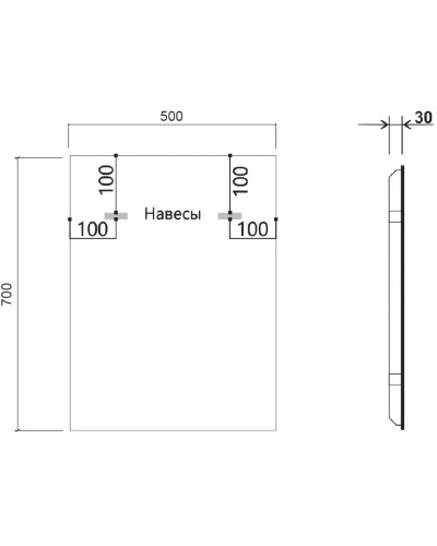 Зеркало 50x70 см черный Vincea VLM-3VN500B