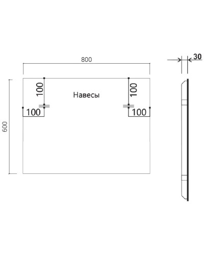 Зеркало 80x60 см черный Vincea VLM-3VN800B