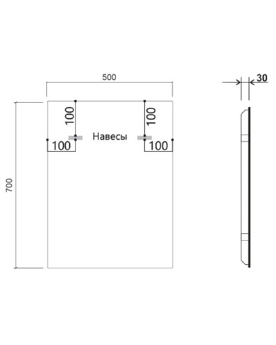 Зеркало 50x70 см черный Vincea VLM-3VN500B-2