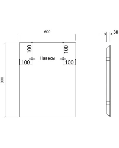 Зеркало 60x80 см черный Vincea VLM-3VN600B-2