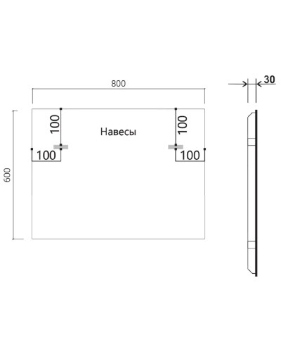 Зеркало 80x60 см черный Vincea VLM-3VN800B-2