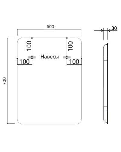 Зеркало 50x70 см черный Vincea VLM-3VC500B