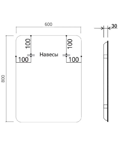 Зеркало 60x80 см черный Vincea VLM-3VC600B
