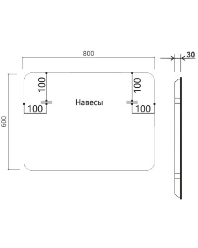 Зеркало 80x60 см черный Vincea VLM-3VC800B