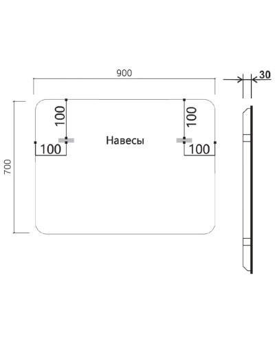 Зеркало 90x70 см черный Vincea VLM-3VC900B