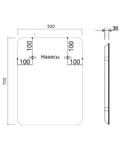 Зеркало 50x70 см черный Vincea VLM-3VC500B-2