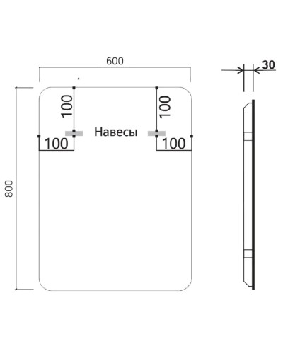 Зеркало 60x80 см черный Vincea VLM-3VC600B-2
