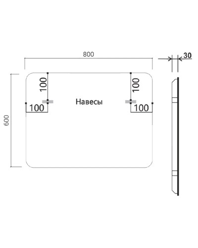 Зеркало 80x60 см черный Vincea VLM-3VC800B-2