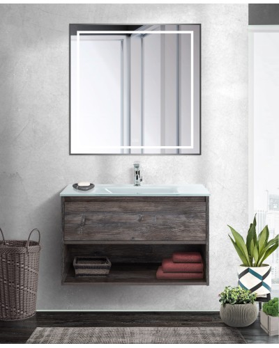 Зеркало в раме с подсветкой сенсорным выкл. и подогревом BelBagno SPC-KRAFT-800-800-LED-TCH-WARM-NERO