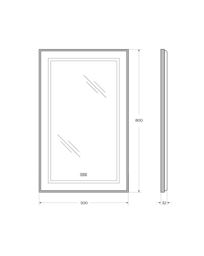 Зеркало в алюминиевой раме с подсветкой и сенсорным выключателем и подогревом BelBagno SPC-KRAFT-500-800-LED-TCH-WARM-NERO