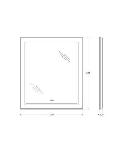 Зеркало в раме с подсветкой сенсорным выкл. и подогревом BelBagno SPC-KRAFT-700-800-LED-TCH-WARM-NERO