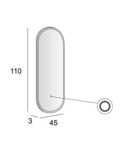 Зеркало со встроенной LED подсветкой CEZARES 45x110x3см 45095