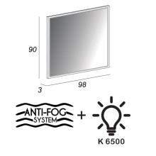 Зеркало со встроенной LED подсветкой, системой Антизапотевания, реверсивное 98x90 CEZARES Blu Petrolio 45048