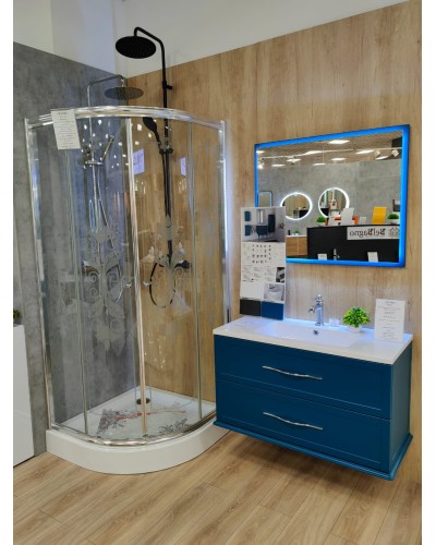 Зеркало со встроенной LED подсветкой, системой Антизапотевания, реверсивное 98x90 CEZARES Blu Petrolio 45048