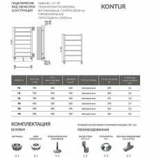 Водяной полотенцесушитель Terminus Контур П8 300х900 4660059582443 Хром