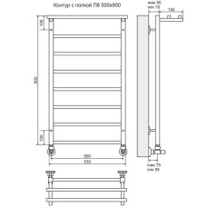 Водяной полотенцесушитель Terminus Контур П8 500х900 4660059582498 Хром