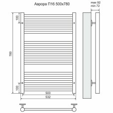 Водяной полотенцесушитель Terminus Аврора П16 500х780 4660059582221 Хром