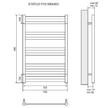 Водяной полотенцесушитель Lemark Status 50х80 LM44810 Хром
