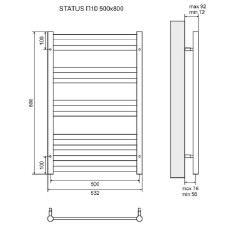 Водяной полотенцесушитель Lemark Status 50х80 LM44810 Хром