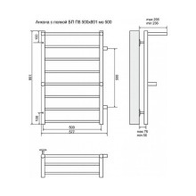 Водяной полотенцесушитель Terminus Анкона П8 500x801 4620768888809 с полкой Хром