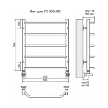 Водяной полотенцесушитель Terminus Виктория П5 500x596 4670030725127 Хром