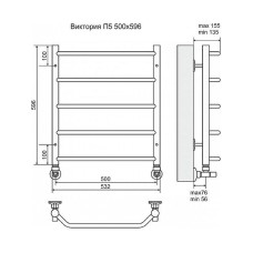 Водяной полотенцесушитель Terminus Виктория П5 500x596 4670030725127 Хром