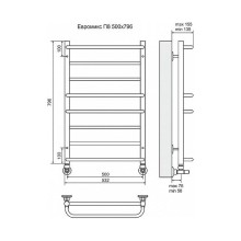 Водяной полотенцесушитель Terminus Евромикс П8 500x796 4670030723123 Хром