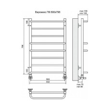 Водяной полотенцесушитель Terminus Евромикс П8 500x796 4670030723123 Хром