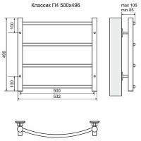 Водяной полотенцесушитель Terminus Классик П4 500x496 4670030725172 Хром