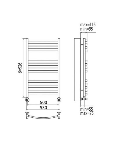 Водяной полотенцесушитель Terminus Палермо П13 500x926 4620768886508 Хром