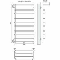 Водяной полотенцесушитель Terminus Арктур П10 500х1031 4620768886584 с полкой Хром