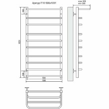 Водяной полотенцесушитель Terminus Арктур П10 500х1031 4620768886584 с полкой Хром