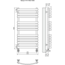 Водяной полотенцесушитель Terminus Капри П14 450x1006 4620768887185 Хром