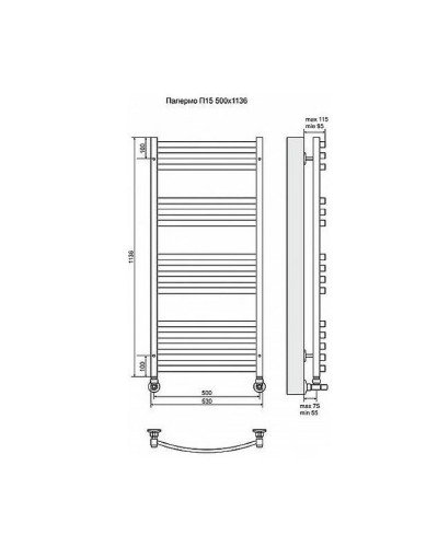 Водяной полотенцесушитель Terminus Палермо П15 500x1136 4620768886515 Хром