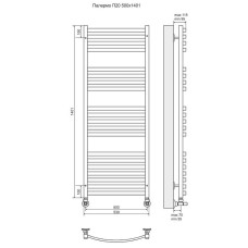 Водяной полотенцесушитель Terminus Палермо П20 500x1401 4620768886188 Хром