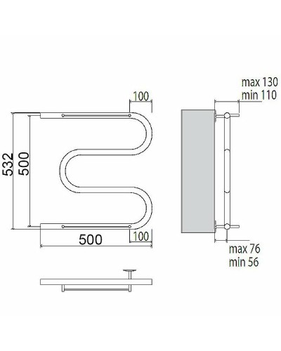 Водяной полотенцесушитель Terminus М-образный 500x500 4620768880339 с полкой Хром