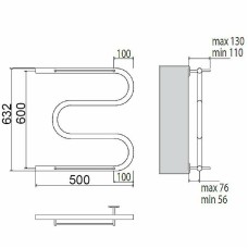 Водяной полотенцесушитель Terminus М-образный 600x500 4620768880391 с полкой Хром