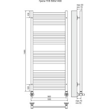 Водяной полотенцесушитель Terminus Грета П18 500x1400 4620768884696 Хром