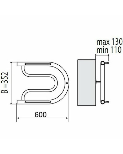 Водяной полотенцесушитель Terminus Фокстрот 320x600 4620768881244 с полкой Хром