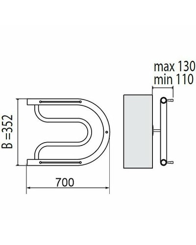Водяной полотенцесушитель Terminus Фокстрот 320x700 4620768881251 с полкой Хром