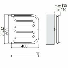 Водяной полотенцесушитель Terminus Фокстрот 500x400 4620768881275 с полкой Хром