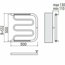 Водяной полотенцесушитель Terminus Фокстрот 500x500 4620768881282 с полкой Хром