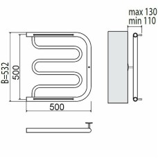 Водяной полотенцесушитель Terminus Фокстрот 500x500 4620768881282 с полкой Хром