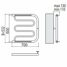 Водяной полотенцесушитель Terminus Фокстрот 500x700 4620768881305 с полкой Хром