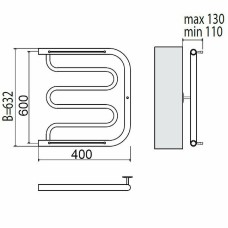 Водяной полотенцесушитель Terminus Фокстрот 600x400 4620768881312 с полкой Хром