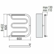 Водяной полотенцесушитель Terminus Фокстрот 600x600 4620768880919 с полкой Хром