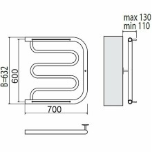 Водяной полотенцесушитель Terminus Фокстрот 600x700 4620768881343 с полкой Хром